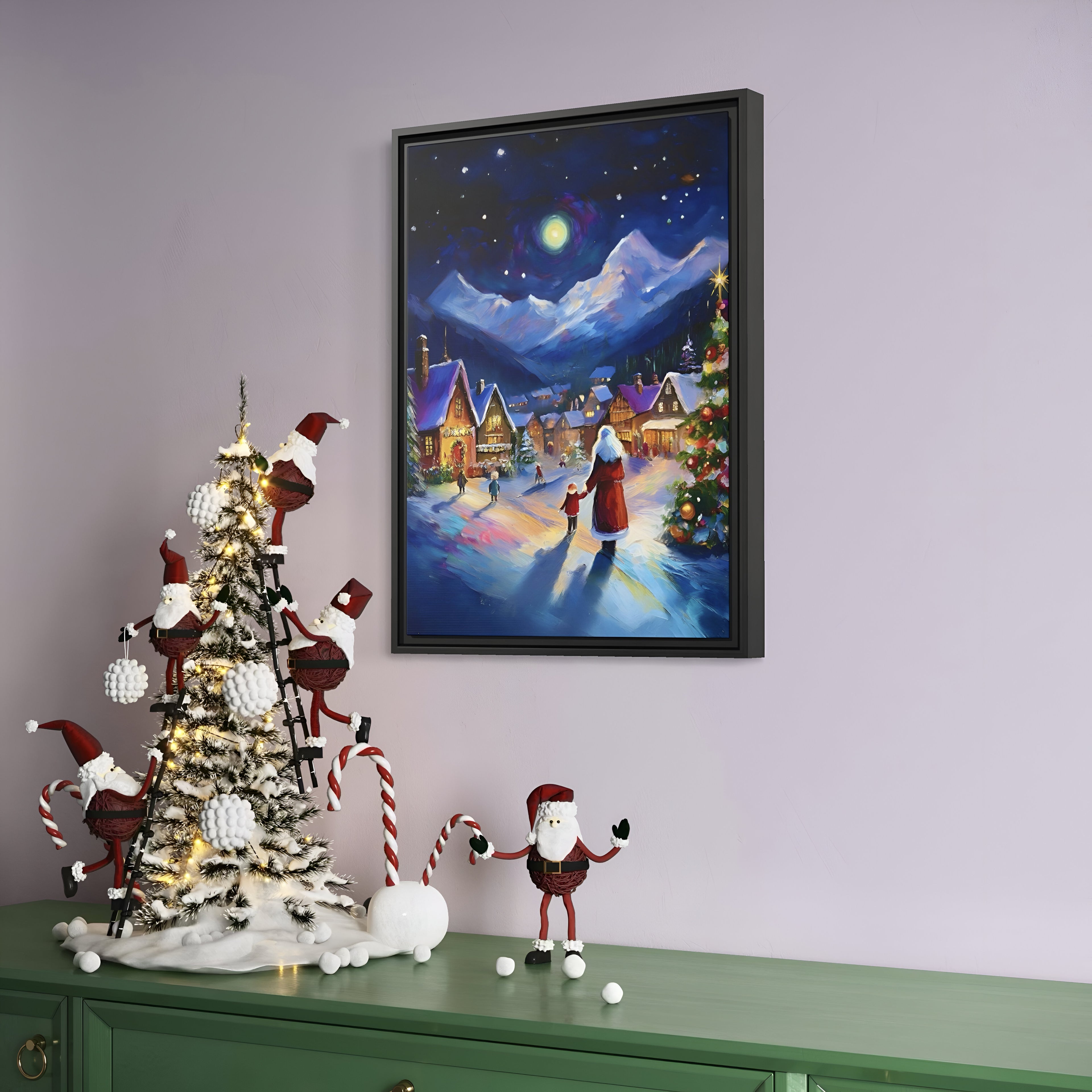 Santa on a Snowy Christmas Night