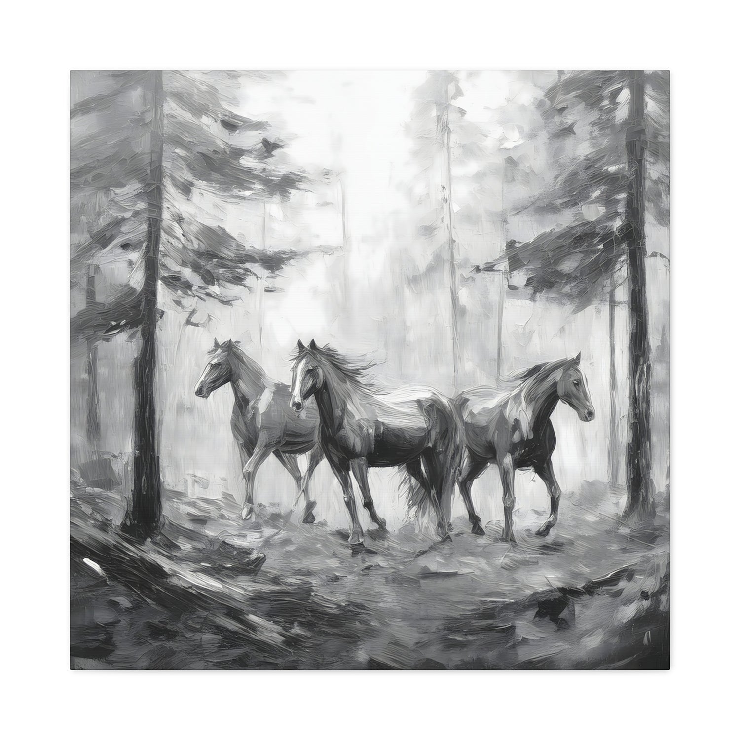 Horses Black and White
