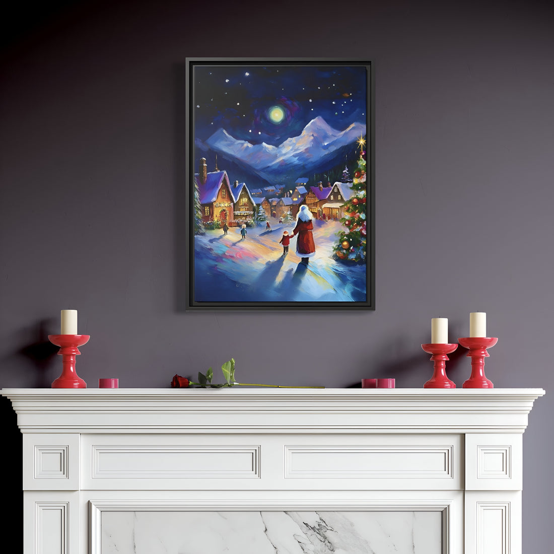Santa on a Snowy Christmas Night