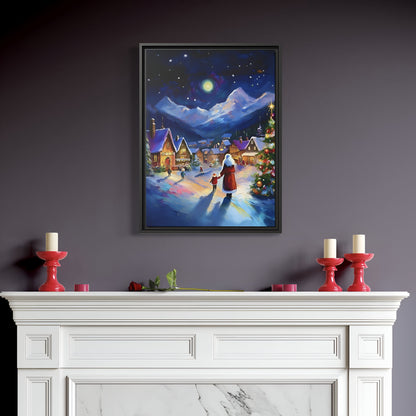 Santa on a Snowy Christmas Night